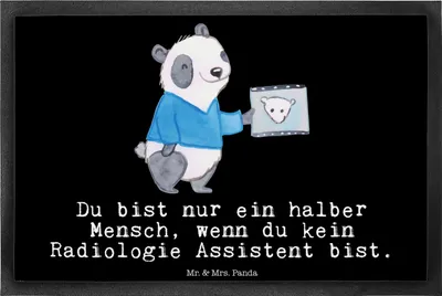 Produktbild von Mr. & Mrs. Panda fußmatte Radiologie Assistent Herz 40 x 60 cm - Schwarz - Geschenk, Schmutzfangmatte, Fußabstreifer, bodenmatte, Fußabtreter, Schmutzmatte