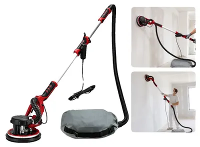 Imagen del producto de Lijadora para paneles de yeso, motor de 1390W, diámetro de cabezal de 225mm, 6 niveles de ajuste, sistema de aspiración de polvo automático, mango telescópico de 200cm