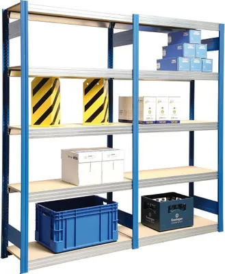 Produktbild von Weitspannregal FALKE | Medium-Duty | Grundregal | HxBxT 250x101x50cm | 6 Ebenen | Fachlast 250kg | Enzianblau