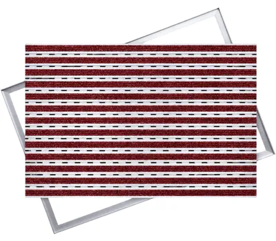 Obrázek produktu pro Podlahová rohož POLENTEX z hliníku pro dveře s rámem, rozměry 80x60 cm, výška profilu 12 mm, s drážkami, barva: červená, vhodná pro vnitřní i venkovní použití