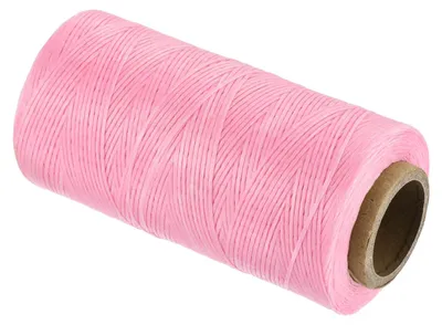 Flacher Wachsfaden 0,8 mm, 260 m, Polyester, rosa, für Lederhandwerk