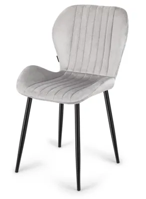 Produktbild von Polsterstuhl MONTI Velvet Grau – Esszimmerstuhl – Samt Bezug – Wohnzimmer Küche – Metallbeine – Bequemer Stuhl