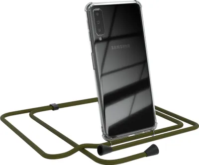 Produktbild von EAZY CASE Handykette kompatibel mit Samsung Galaxy A7 2018, Handyhülle mit Umhängeband, Handykordel, Schutzhülle Clear, Band in Grün