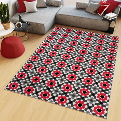 Image de Tapis MAYA Moderne Crème Gris Rouge Chambre à coucher  200 x 250 cm