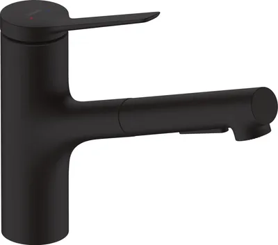 Obrázok produktu pre Drezová batéria Hansgrohe 150 Zesis M33 výsuvná sprcha 2jet matná čierna, 74800670