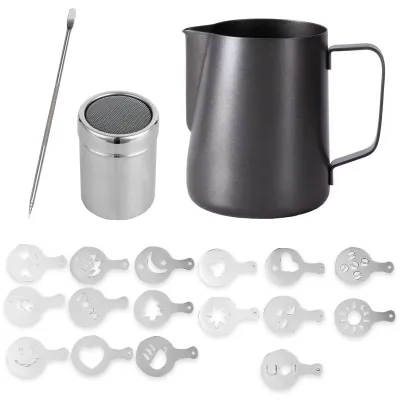 Milchaufschäumkanne 350 ml Schwarz Edelstahl Barista