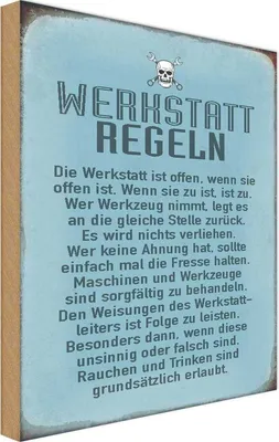 Produktbild von vianmo Holzschild 18x12 cm Werkstatt Regeln Auto Garage