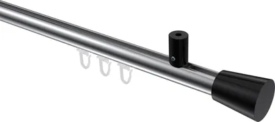 Produktbild von Interdeco Innenlaufstange / Gardinenstange mit Innenlauf Chrom / Schwarz, Typ Sonius Sitra (Konus) Deckenmontage, 20 mm Ø 1-läufig, 200 cm