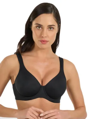 Produktbild von Spiman Damen gepolsterter Mikrofaser Bügel-BH mit breiten Träger, Schwarz, Gr. 85E