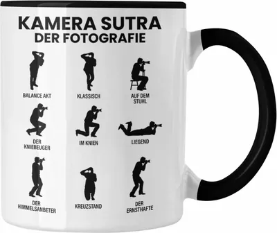 Produktbild von Trendation - Fotograf Tasse Zubehör Fotografie Geschenk Fotografieren Kaffeetasse Geschenkideen Lustiger Spruch Kamera Sutra (Schwarz)