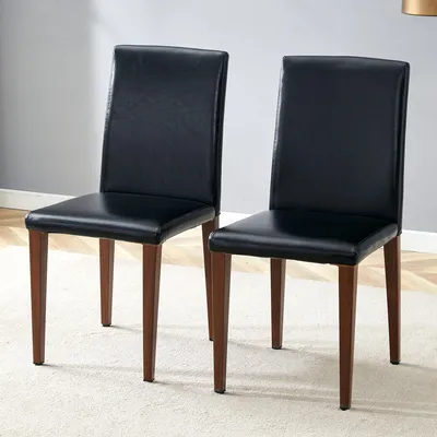 Produktbild von 2er Set Esszimmerstuhl schwarz Nussbaumoptik PolyurethanMetall modern minimalistisch Luxus Polsterstuhl Braun