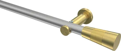 Produktbild von Interdeco Gardinenstange / Vorhangstange Silbergrau / Messing-Optik, Typ Platon Tanara (Konus) ohne Ringe, 20 mm Ø 1-läufig, 220 cm