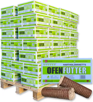 Produktbild von 700 kg Nestro Briketts Hartholzbriketts aus Buche & Eiche im Karton | 70 x 10 kg Holzbrikett auf Palette | Energie Kienbacher®