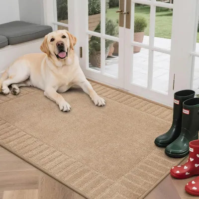 Produktbild von Fußmatte 80 x 120 cm, beige, rutschfest, waschbar, Schmutzfang, für den Außenbereich