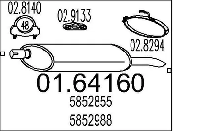 Produktbild von MTS 01.64160 Endschalldämpfer für OPEL Astra F CC (T92) Auspuff