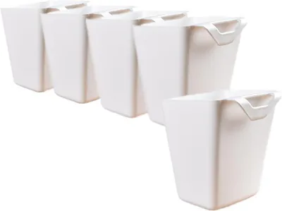 Produktbild von Set mit 5 weißen Hängebecherhaltern – vielseitig einsetzbar: als Trolley, Wandhalterung, Stiftehalter, Dekoration für Zuhause/Büro/Küche
