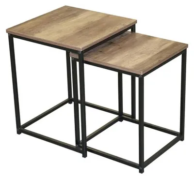 Image de Set de 2 tables gigogne en bois "Joya" - Noir/Marron - L 40 x l 40 x H 50 cm