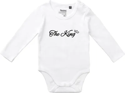 Produktbild von Huuraa Baby Body The King Krone 68 White  Baumwolle Fairtrade Langarmbody Geschenkidee