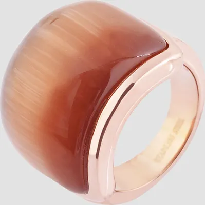 Produktbild von Akzent Edelstahlring für Damen, brauner Besatz, roségoldfarben