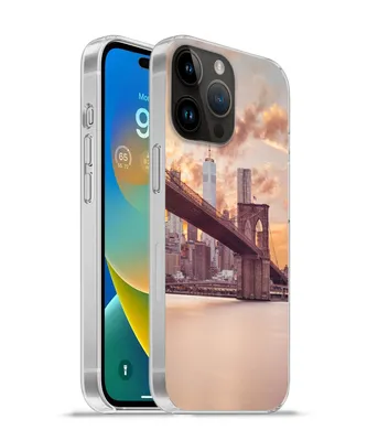 Produktbild von MuchoWow® Handyhülle Schutzhülle Hülle für Apple iPhone 14 Pro - Softcase Brooklyn Bridge und die New Yorker Skyline bei Sonnenuntergang Silikon Softcase Handy Hülle - Umschlag