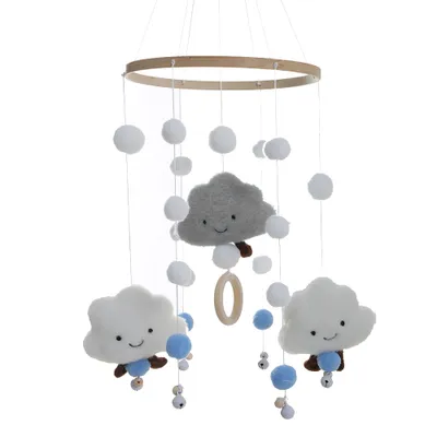 Produktbild von Baby Krippe Mobile Hängende Verzierung, Kinderzimmer Bett Ornament Windspiele, Mobile Krippe Bett Wald Kinderzimmer Dekoration Spielzeug für Babyparty, für Mädchen/Jungen,Grau
