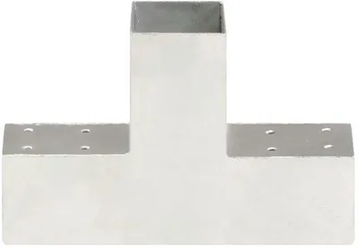 Produktbild von T-Hoekverbinder für 3 Holzbalken - Thermisch Verzinktes Metall - 71 mm - Winkelverbinder für Carport, Pergola und Gartenhaus - Rostfreier Paalverbinder