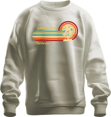 Immagine prodotto di Santa Cruz California Retro Palmen Sonnenuntergang Strand Surfer Felpa Unisex Pullover, Natur, M