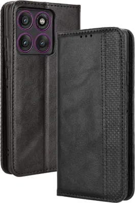 Produktbild von Motorola Edge 60 Pro Hülle - Coverup Vintage Style Klapphülle - Schwarz