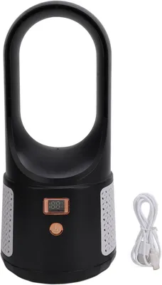 Produktbild von Blattloser Ventilator, tragbarer und leiser Tischventilator, 6 Windgeschwindigkeiten mit Digitalanzeige für Zuhause, Schlafzimmer und Büro (Schwarz)