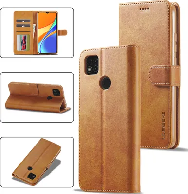 Produktbild von Redmi 9C Hülle, Klapphüllen Brieftasche Leder Magnetverschluss Ständer Schutzhülle für Xiaomi Redmi 9C Gelb