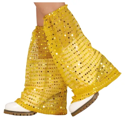 Imagen del producto de Medias brillantes para piernas, estilo "glam", ideales para carnaval, fiestas temáticas retro, y como un toque de moda. Color: dorado