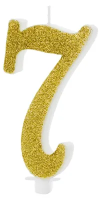 Produktbild von Geburtstagskerze Zahlen 0 bis 9 gold glitzernd 10cm