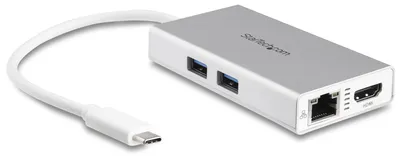 Image de StarTech.com Adaptateur Multiport USB-C - Mini Station d'Accueil USB-C avec 4K HDMI - 60W PD Pass-Through, GbE, 2pt USB-A 3.0 Hub - Mini Dock USB Type-C pour Ordinateur Portable - Blanc