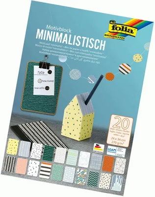 Produktbild von folia 48849 - Motivblock Minimalistisch, 270 g/qm, ca. 24 x 34 cm, 20 Blatt sortiert in 20 verschiedenen Motiven - zum Basteln und kreativen Gestalten von Karten, Fensterbildern und für Scrapbooking
