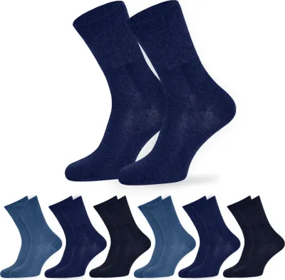Produktbild von 6x Socken Uni für Diabetiker und ohne Gummibund Blau Gr. 47-50