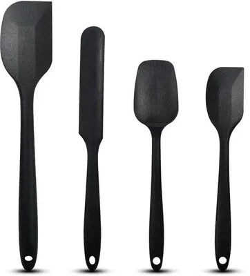 Image de Ensemble de 4 spatules en silicone résistant à la chaleur, de qualité alimentaire et lavable au lave-vaisselle – différentes tailles pour la cuisson et la pâtisserie