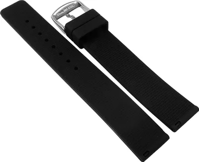 Produktbild von Minott Uhrenarmband 18mm XL Silikon schwarz gleichlaufend, Schließe:Silbern