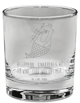 Produktbild von Mr. & Mrs. Panda Tumbler Wassermann Astrologie - Transparent - Geschenk, Whiskyglas, Sternzeichen, Whiskey, Geburtstagsgeschenk, Glas, Old Fashioned, Whisky