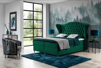 Produktbild von Luxus-Boxspringbett 180x200 RIANA – grün + GRATIS-Topper