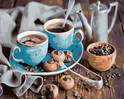 Obrázek produktu pro Zuty - Diamantové malování - MODRÉ ŠÁLKY KÁVY, 40x50 cm, bez rámu a bez vypnutí plátna