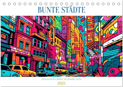 Produktbild von Bunte Städte (Tischkalender 2025 DIN A5 quer), CALVENDO Monatskalender