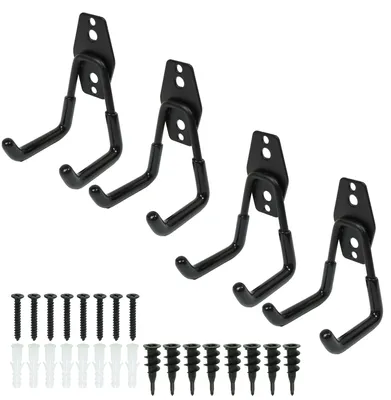 Produktbild von Wandhalterung für Garage – Garagenhaken für Fahrrad, Leitern, Kabel, Werkzeuge, 4 Stück
