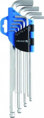 Produktbild von Högert CrV Sechskantschlüssel, extra lang, 9 Stk.