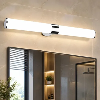 Produktbild von ZMH LED Spiegelleuchte 15W 60CM Chrom  IP44 Wandleuchte Neutralweiß 4000K Feuchtraumleuchte für  Keller Küche schrank