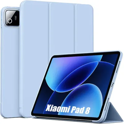 Image de Coque pour Xiaomi Pad 8 / 8 Pro, Protection Antichoc avec Support Veille-Réveil - Bleu
