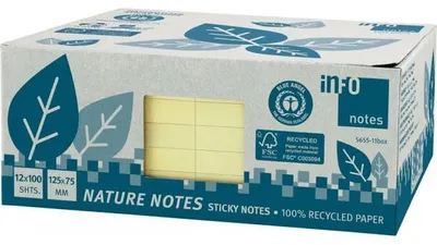 Immagine prodotto di inFO notes 5655-11box Riciclaggio-Haftnotizen Nature 125 x 75 mm gelb