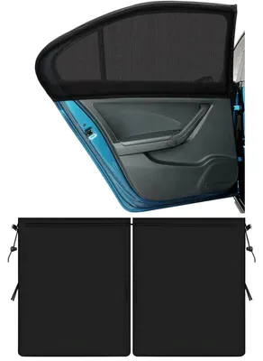 Produktbild von Auto Sonnenschutz Vorhänge 3er Set für Heck- und Seitenfenster, UV-Schutz, faltbar