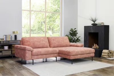 Produktbild von KAWOLA Sofa VISAO Ecksofa Velvet Recamiere rechts rosa