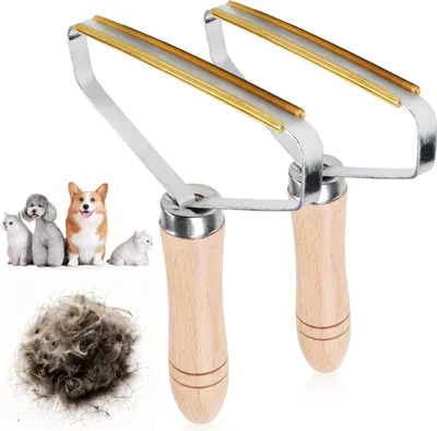 Produktbild von com-four® 2x Tierhaarentferner - Reinigungsbürsten mit Holz-Griff - Hunde- und Katzenhaarentferner für Teppiche, Autositze, robuste Textilien - Tierhaarrakel