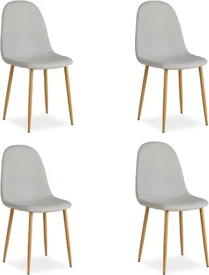 Imagen del producto de Silecomplaza, juego de 4 sillas de comedor grises - Sillas tapizadas con patas de metal